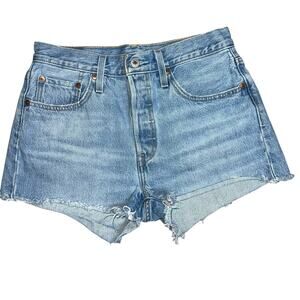 Levi's 501 Original Fit High Rise women's denim shorts button fly frayed hem 27